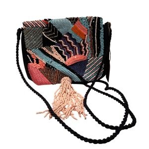 Handmade Beaded & Sequin Evening Clutch Purse Boho Crossbody Bag Tassel Unique